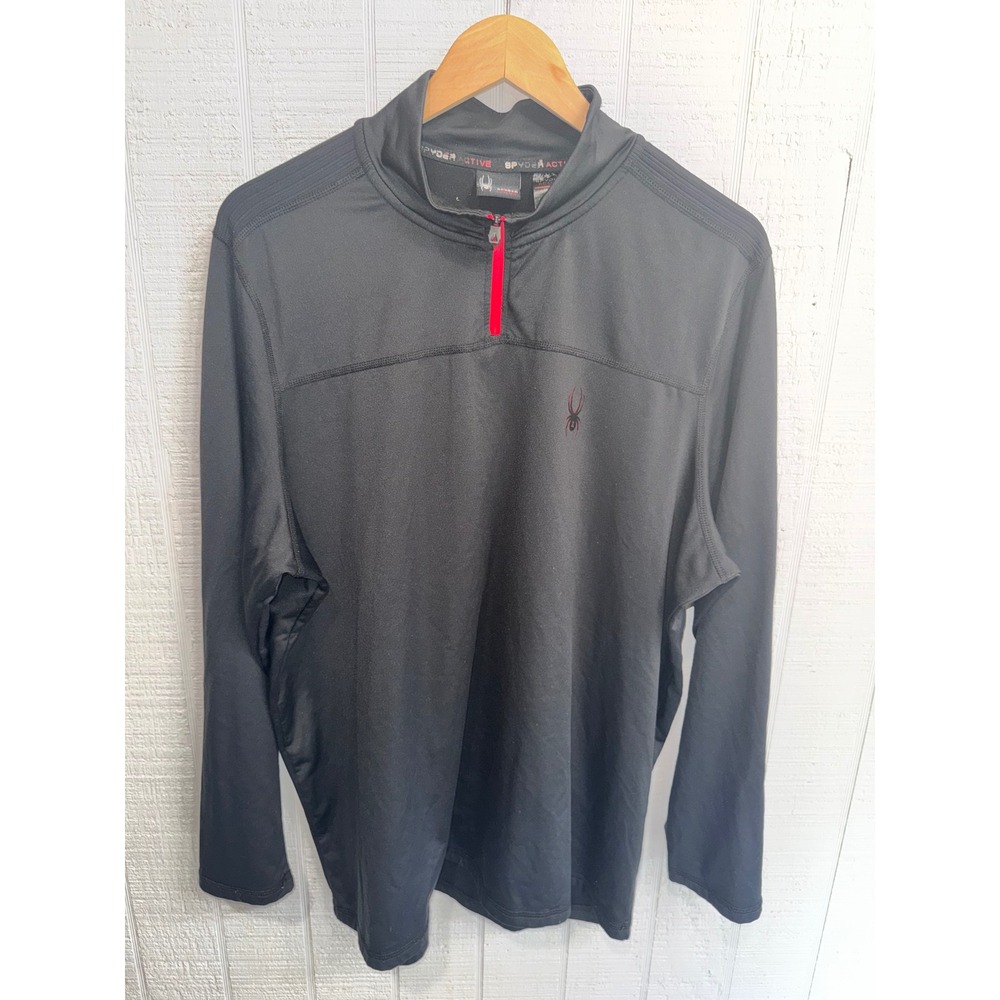 Spyder Quarter Zip Pullover Men Black Activewear Reflective Logo XL